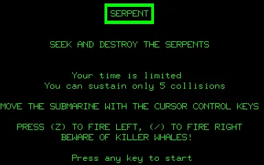 Serpent Nascom Title + instructions