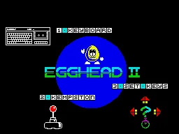 Egghead 2 ZX Spectrum Main menu.