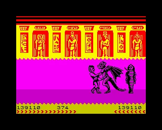 Fighting Warrior ZX Spectrum Our hero slices the throat of the beast getting advantage for the difficult victory ahead. Beware that every attack has to be accurate.