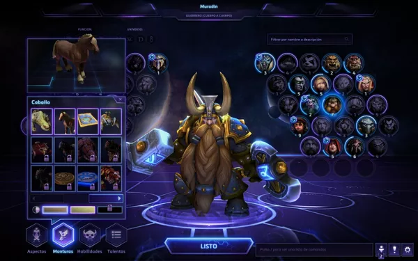 Heroes of the Storm Windows Muradin and some of his possible mounts (Spanish version)