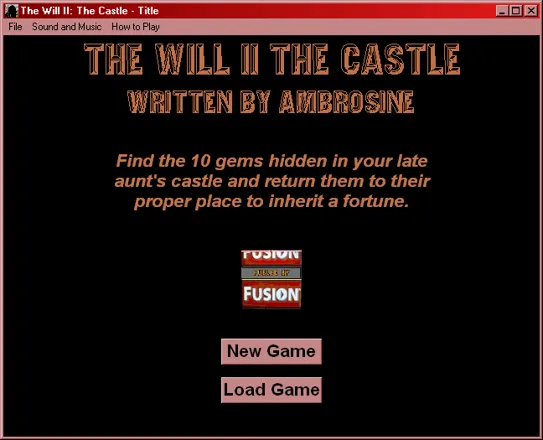 The Will II: The Castle Windows Title screen