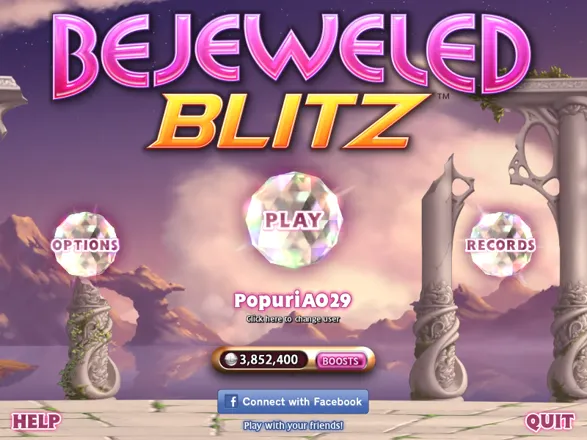 Bejeweled: Blitz Windows Main Menu