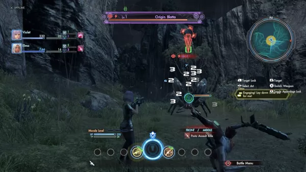 Xenoblade Chronicles X Wii U The first battle. Elma initiates a Soul Voice while I shoot.