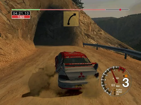 Colin McRae Rally 04 Windows  Entering to the cave - evo 7 looks very nice in dusk