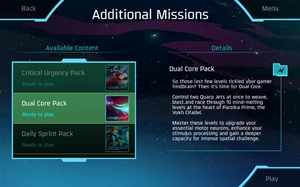 Velocity 2X Windows The DLC missions are available right away.