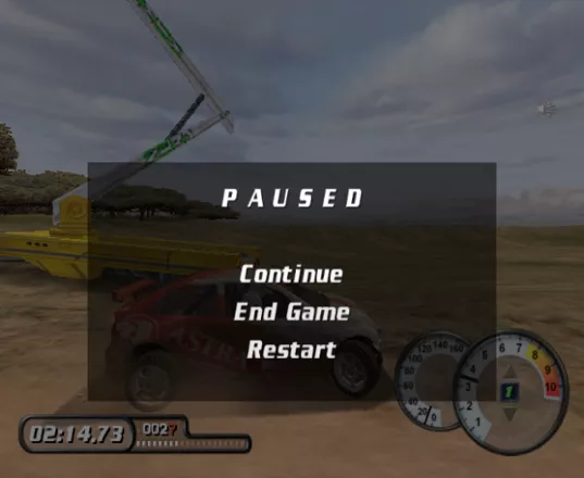Rally Championship GameCube Pause menu.