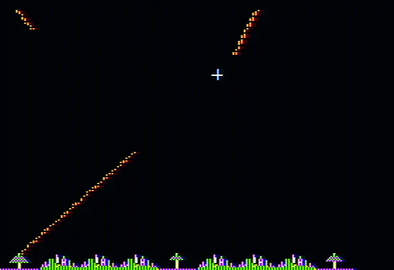 Missile Defense Apple II Launching missile from left base