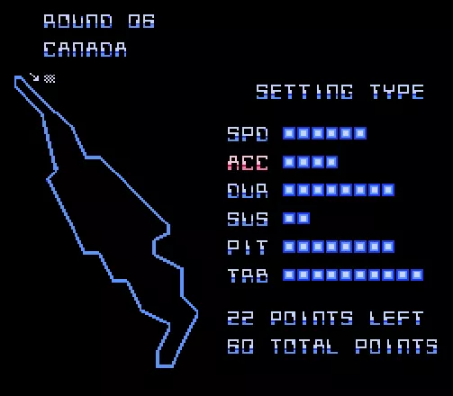 Al Unser Jr. Turbo Racing NES The game lets you tweak settings in time trial mode