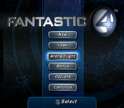 Fantastic 4 PlayStation 2 Title/menu screen.