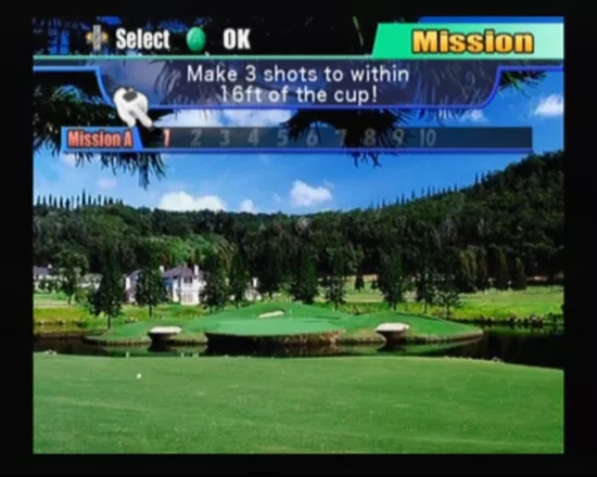 Swingerz Golf GameCube Mini-game mission selection screen