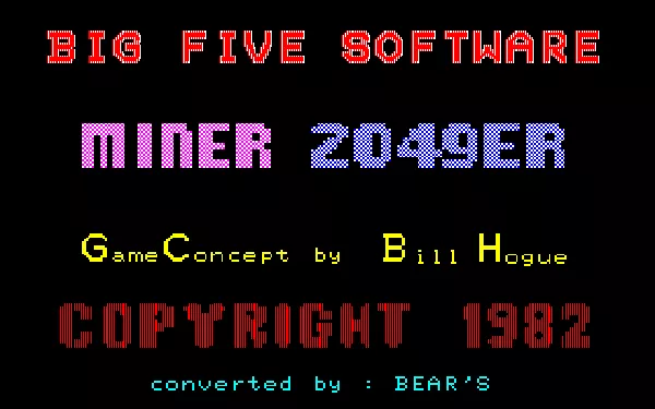 Miner 2049er PC-88 Title screen