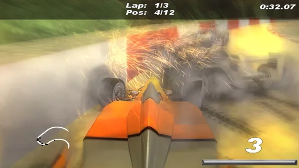F-1 Chequered Flag Windows Cars often collide in a shower of sparks but take no damage. Though blurring is used extensively in the game it is not apparent while playing the game, just when still screenshots are taken