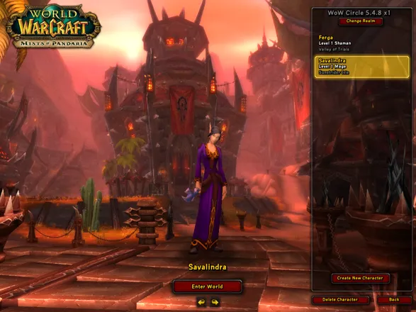 World of WarCraft: Mists of Pandaria Windows Character Selection.