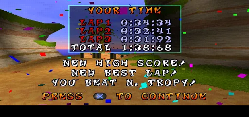 CTR: Crash Team Racing PlayStation Beating N. Tropy on Time Trial After complete.