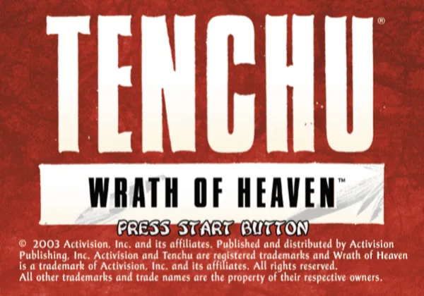 Tenchu: Wrath of Heaven PlayStation 2 Title screen.