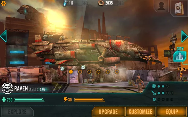 Sandstorm: Pirate Wars Android The main screen for the ship