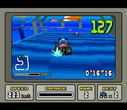 Stunt Race FX SNES Driving through the &#x22;Aqua Tunnel&#x22;