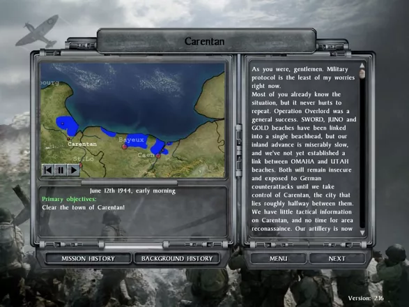 D-Day Windows Mission briefing (English)
&#x3C;br&#x3E;This is the first mission in Chapter 1 of the game, there are three chapters in all