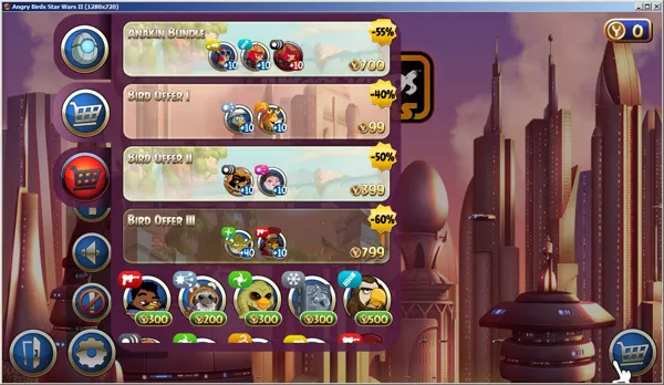Angry Birds: Star Wars II Windows As the player progresses they earn points which can be used, in-game, to buy additional characters