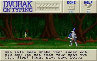 Dvorak on Typing DOS Game (First Screen).