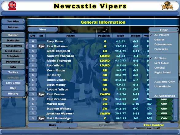 NHL Eastside Hockey Manager Windows The Newcastle Vipers are the chosen team, but the player has not yet taken control.&#x3C;br&#x3E;There is so much data and so many ways to view it all.