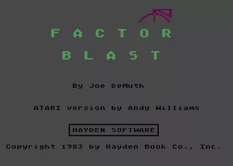 Factor Blast Atari 8-bit Title screen