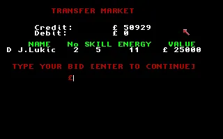Football Manager Amiga Transfer market