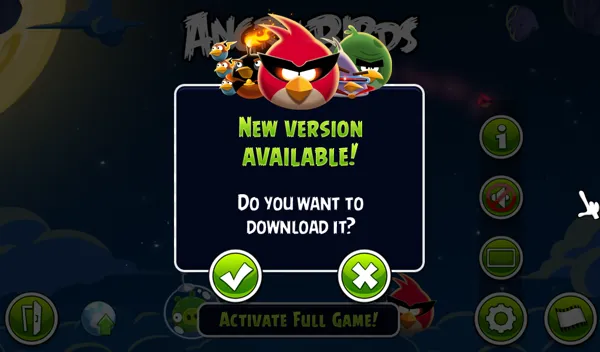 Angry Birds: Space Windows Update notification