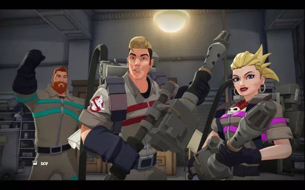 Ghostbusters Windows Three characters of the squad in the animated introduction sequence