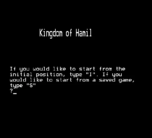 Kingdom of Hamil BBC Micro Game options (Acornsoft version)
