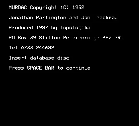 Avon + Monsters of Murdac BBC Micro Murdac: title screen