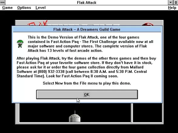 Flak Attack: Demo version<br>Introduction screen