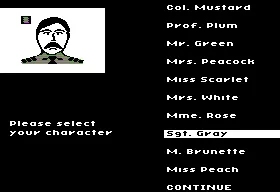 Clue: Master Detective Apple II Choose a character to play as