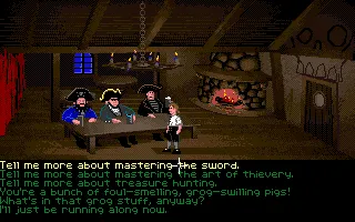 The Secret of Monkey Island Amiga Talking to the Pirate leaders.