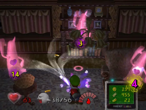 Luigi&#x27;s Mansion GameCube Trying to grab three ghosts at once