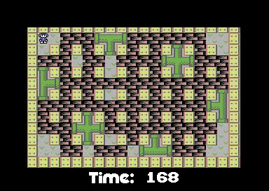 Bomb Mania Commodore 64 Hide and Seek Level - Here the players can hide in pipes. The red player is hiding in one right now!