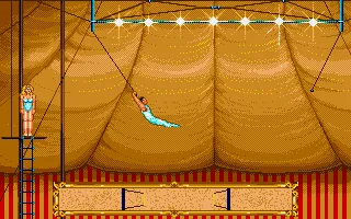 Circus Games Amiga Trapeze - Hanging on for dear life!