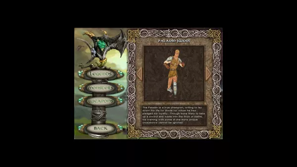 Legends of Might and Magic Windows This gallery provides detailed information about characters and weapons. 