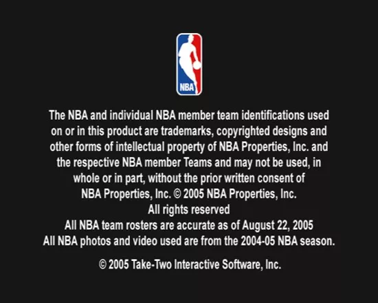 NBA 2K6 PlayStation 2 The game starts with licensing information