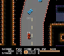Vice: Project Doom NES Shooting up cars that are getting in the way of the pursuit