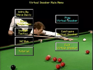 Virtual Snooker DOS The game&#x27;s main menu