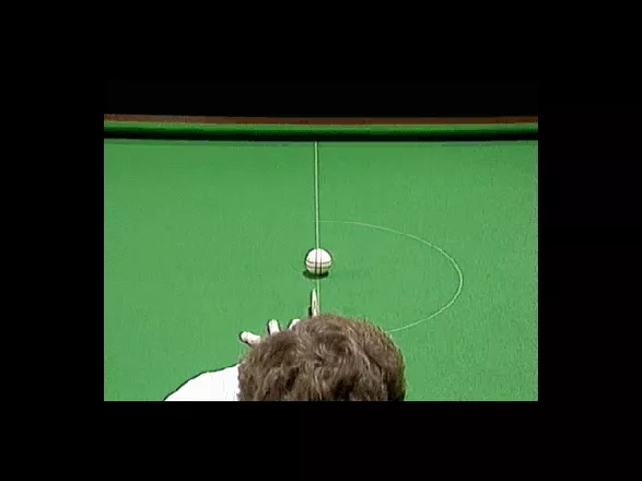 Virtual Snooker DOS One of the main menu options is &#x27;Snooker Techniques&#x27; which is a series of videos designed to explain the real world game&#x3C;br&#x3E;Here Steve Davis is explaining Spin, note the marked ball