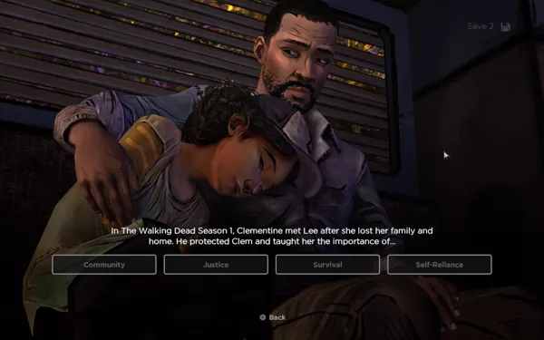 The Walking Dead: A New Frontier Windows Here is one of the questions you need to answer to recreate Clem&#x27;s backstory when you do not import save files.