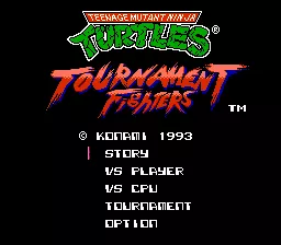 Teenage Mutant Ninja Turtles: Tournament Fighters NES Title Screen