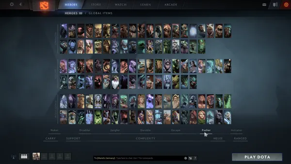 Dota 2 Windows The game features 114 Heroes which are split into three categories: strength, agility and intelligence.