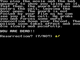 Helvera: Mistress of the Park ZX Spectrum Dying is very easy (even with a cheat sheet) so it is important to save regularly