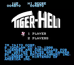 Tiger-Heli NES North American Title Screen