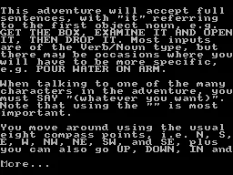 The Hermitage ZX Spectrum The first of several screens of instructions&#x3C;br&#x3E;&#x3C;br&#x3E;FSF release