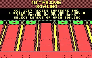 10th Frame DOS Title screen and set game options