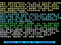 The Gordello Incident ZX Spectrum After the backstory the game provides some game play hints, this is the third such screen